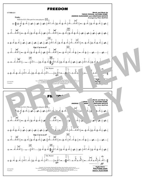 Freedom Arr Paul Murtha Cymbals Sheet Music Jon Batiste