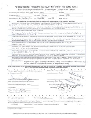 Fillable Online Application For Abatement And Or Refund Of Property