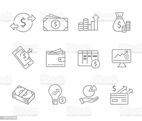 Infographic 12 Finance Web Icon Collection Thin Outline Icons Pack