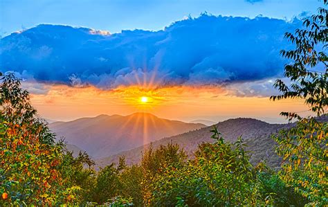 Blue Ridge Parkway Late Summer Appalachian Mountains Sunset West