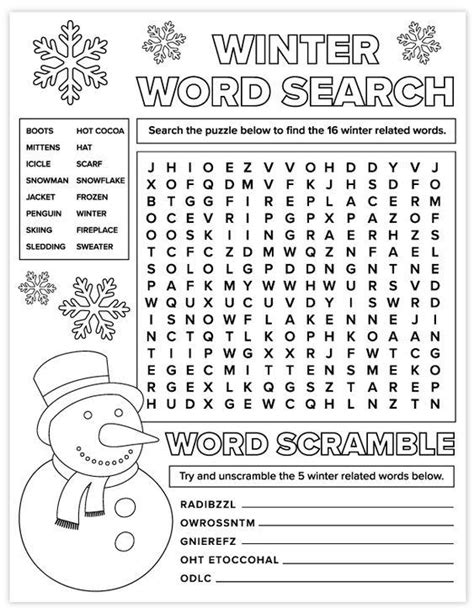 This Free Printable Winter Word Search And Word Scramble Activity Is