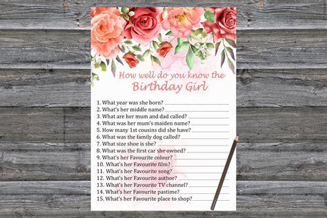 Floral Birthday Game How Well Do You Know The Birthday Girl Inspire