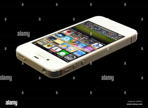 IPhone isolated on black background Stock Photo - Alamy