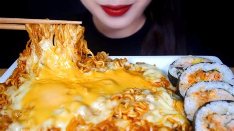 Asmr Cheese Rabokki Kimbap Mukbang Eating Sounds Youtube