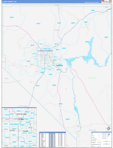 Clark County, NV Wall Map Color Cast Style by MarketMAPS - MapSales