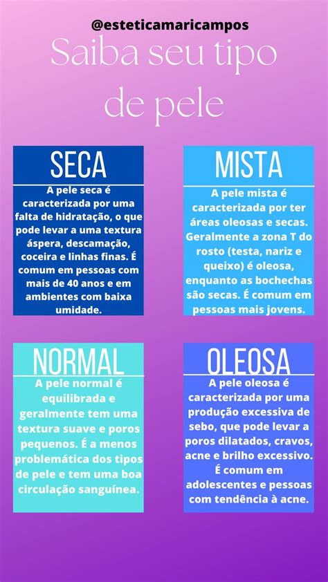 Conheça Os 4 Tipos De Pele E Como Cuidar De Cada Um Em 2024 Tipos De