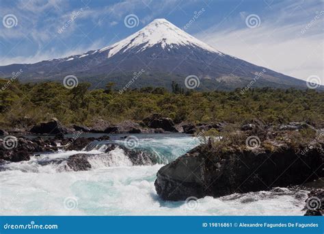 Petrohue Falls and Osorno Volcano in Chile Stock Image - Image of ...