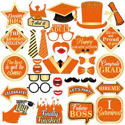 Buy Katchon Orange Graduation Photo Booth Props 2023 Pack Of 33