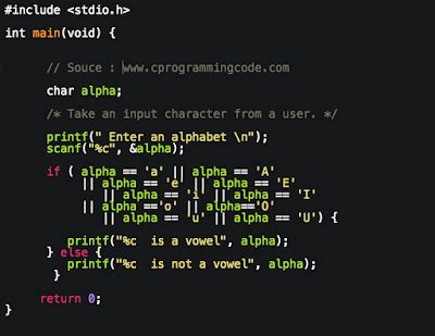 Programming Tutorials C Program To Check Whether A Character Is Vowel