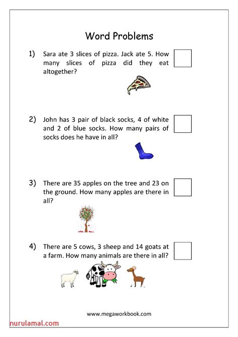 Story Problem Math Worksheets Addition Worksheets Maths Solv