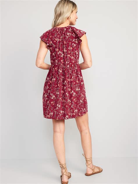 Flutter Sleeve Floral Print Mini Swing Dress Old Navy