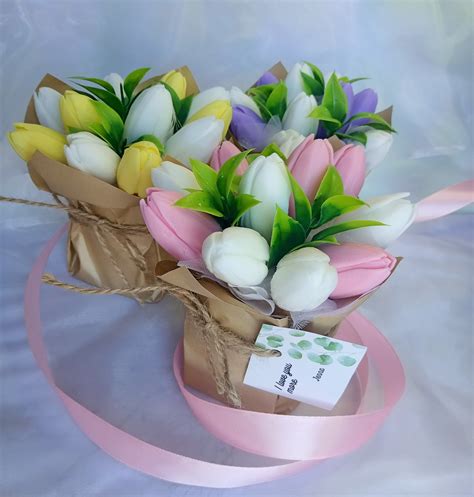 Soap Flower Bouquet Bouquet Flower Flowers Tulip Mothers Etsy