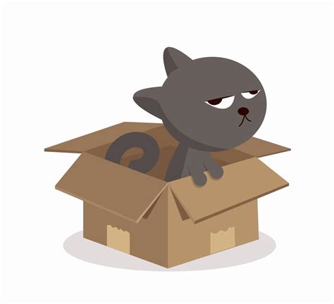 Gato En Caja Juego De Dibujos Animados Vector De Stock