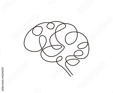 Continuous One Line Drawing Of Brain Human Brain Single Line Design Hand Drawn Minimalism