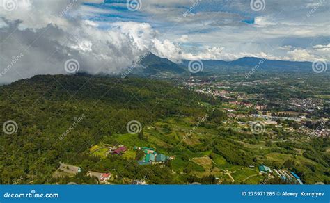 berastagi town sumatra indonesia stock image image  fields