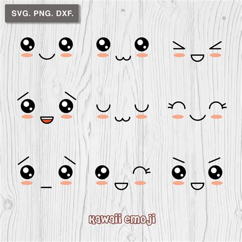 Kawaii Emoji Kawaii Sticker Set Kawaii Faces Svg Cuttable Etsy Hong