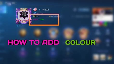 How To Colour Front On Mobile Legends Profile Description Youtube