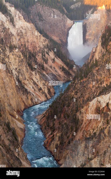 Lower Yellowstone Falls at Sunrise Stock Photo - Alamy