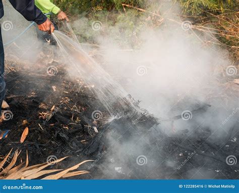 Workers Extinguish Fire With Water Stock Photo Image Of Rescue