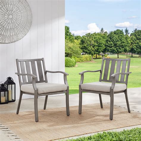 Ulax Furniture Patio Aluminum Dining Chairs With Sunbrella Cushions