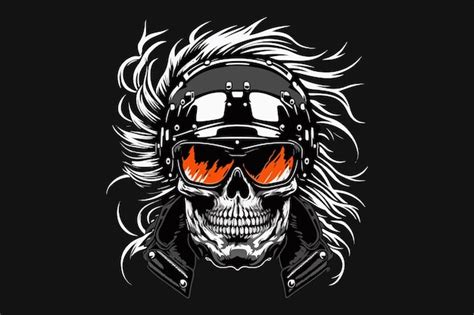 Premium Vector | Vector skull biker art for tshirt