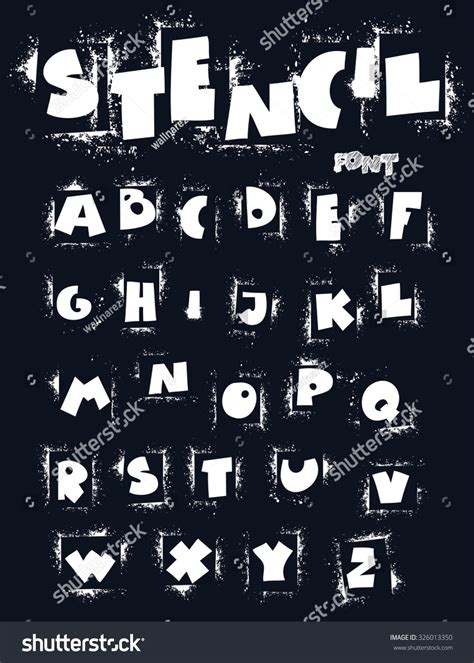 Stencil Vector Font Letters Alphabet Written Stock Vector (Royalty Free ...