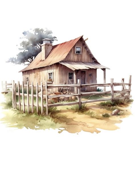 Premium AI Image There Is A Watercolor Painting Of A Barn With A