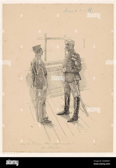 Military In Conversation With Fourier An Older Soldier With A Mustache