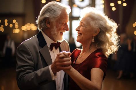 Premium Photo A Senior Man And Woman Dancing Together At A Social