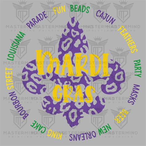 Mardi Gras Circle Badge Dtf Transfer Mastermind Printing Llc