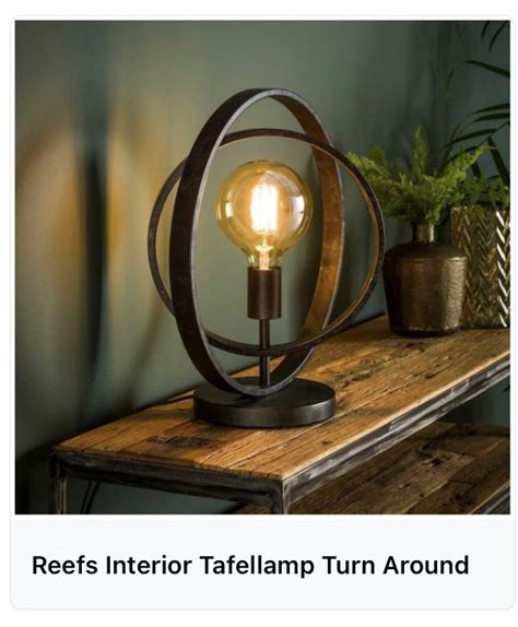 A Light That Is Sitting On Top Of A Wooden Shelf Next To A Potted Plant