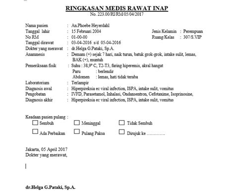 Contoh Resume Medis Klinik Homecare24