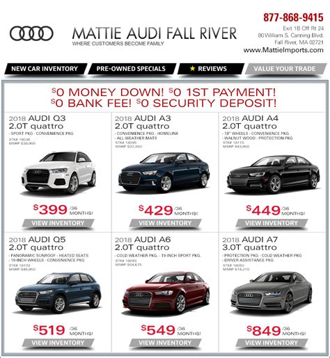 Mattie Audi Weekly New Car Internet Deals. Serving Massachusetts & RI