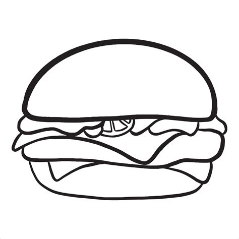 Outline Burger Hamburger On White Background Vector Illustration 5197991 Vector Art At Vecteezy