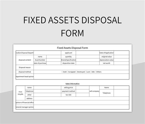 Fixed Assets Disposal Form Excel Template And Google Sheets File For