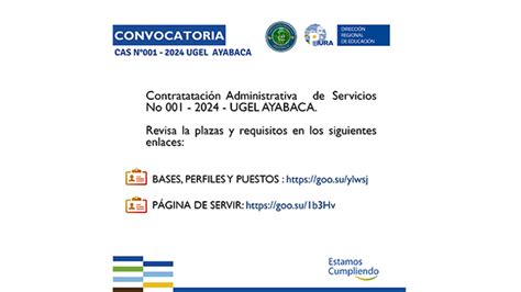 Convocatoria CAS Noticias Unidad de Gestión Educativa Local Ayabaca