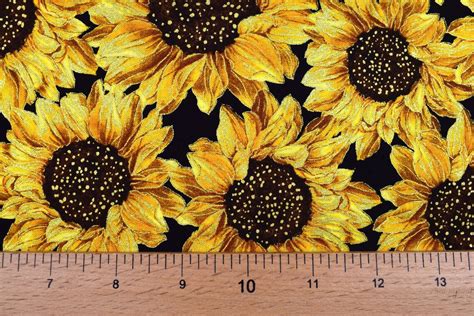 Sunflower Fabric Cotton Quilting Fabric Harvest Price By Etsy