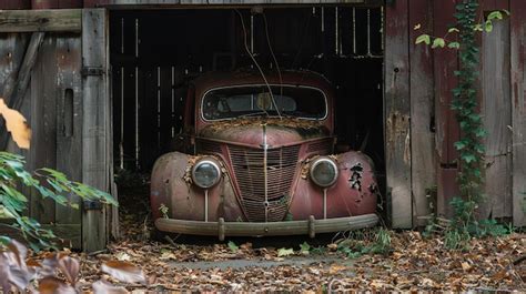 Um Carro Ford Dos Anos Est Abandonado Num Celeiro O Carro Est