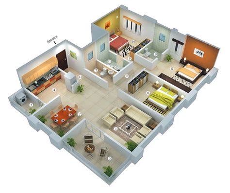 Primary 3 Bedroom House Floor Plan Design 3D Most Valued – New Home ...