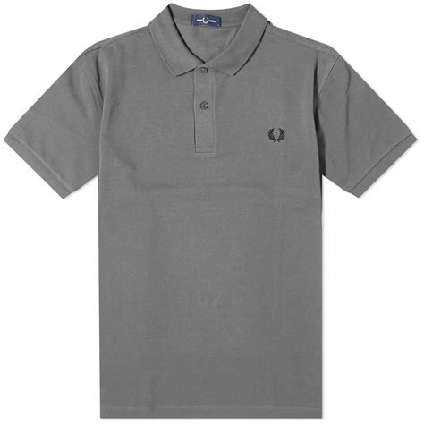 Fred Perry Mens Plain Polo Shirt In Gunmetal Fred Perry