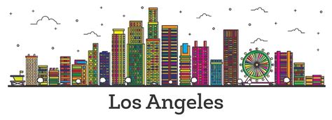 Premium Vector Outline Los Angeles California City Skyline With Color