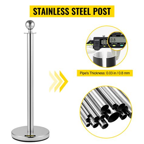 VEVOR Retractable Silver Round Top Queue Control Barrier Posts Stands