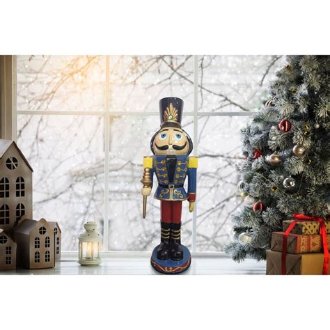 Fraser Hill Farm 3 Ft Nutcracker Toy Soldier Holding A Staff Resin