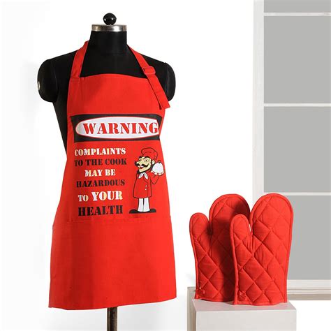 Novelty Chefs Kitchen Cooking Apron Oven Gloves Set Crafts Baking