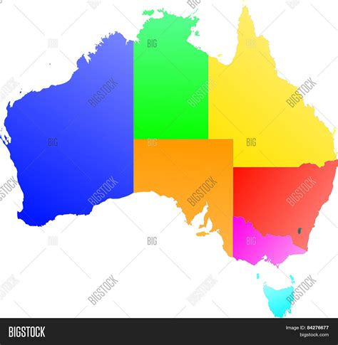 Australia Color Map Vector And Photo Free Trial Bigstock