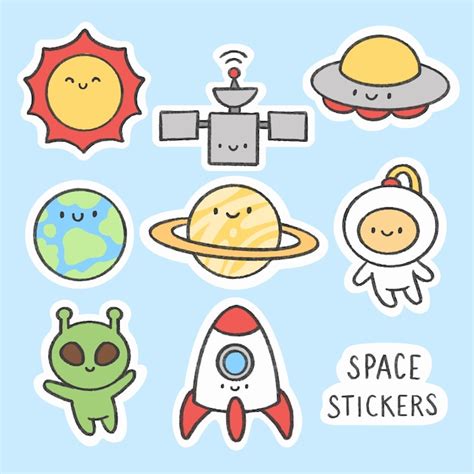 Premium Vector Space Sticker Hand Drawn Cartoon Collection