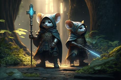 Premium Ai Image There Are Two Mice That Are Standing In The Woods