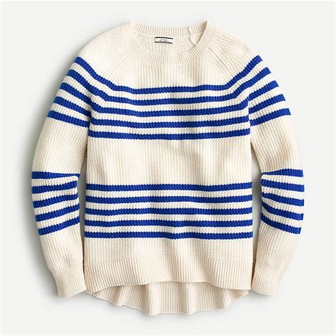 J Crew Ribbed Cashmere Crewneck Sweater In Stripe For Women