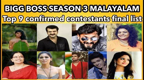 Bigg Boss Season Malayalam Top Contestants Confirmed Lists