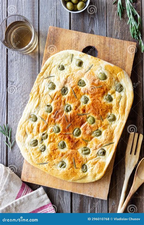 Focaccia With Olives And Rosemary Italian Food Stock Photo Image Of